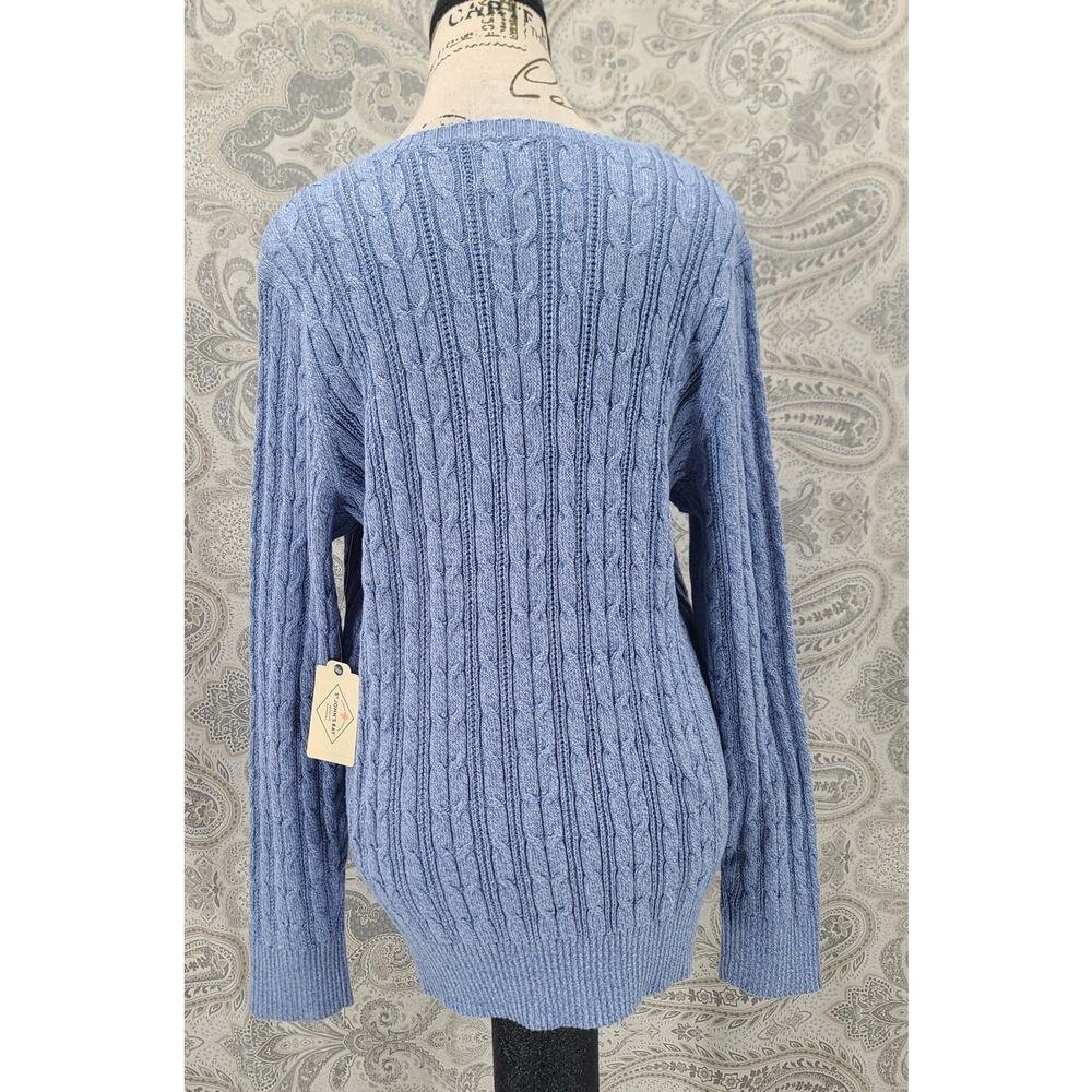 St. John's Bay Blue Cotton Blend Cable Knit Fisherman Sweater Women's XL - Picture 5 of 10